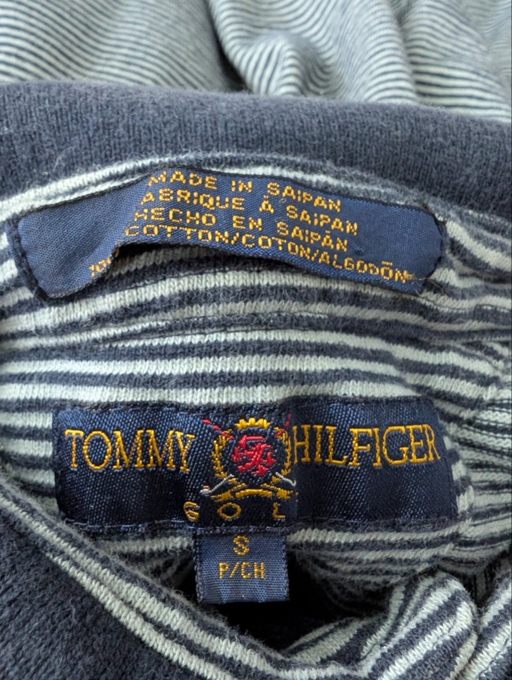 Tommy Hilfiger Golf Vintage Long Sleeve Striped Polo Shirt Small - Picture 6 of 8